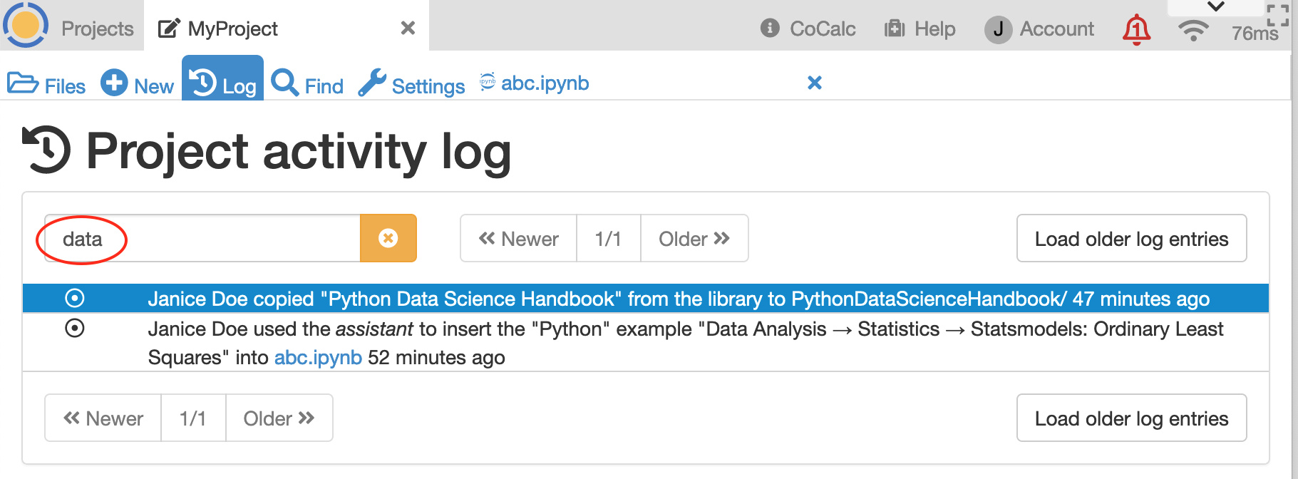 filtering log entries